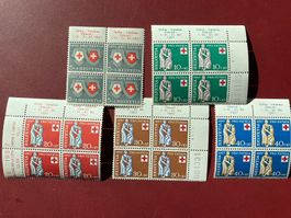 Satz Viererblock umgestempelt Pro Patria 1957