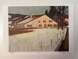 Walter Mafli - Lithographie originale "Le Bayards NE"17/50