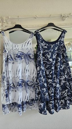 2 Sommerkleider Weiss/Blau Grösse L guter Zustand Kleid