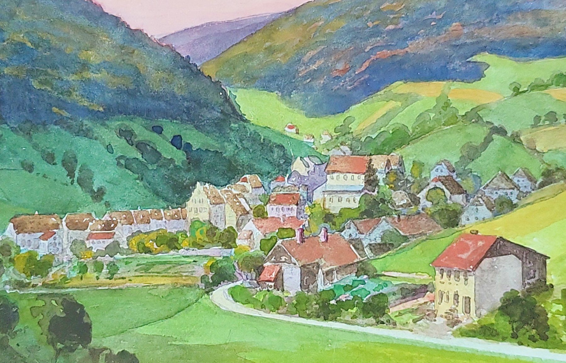 Dipinti: 3 Aquarelle von Charles Greiner um 1920 – Usato da Muttenz venduto da Mithrur 6