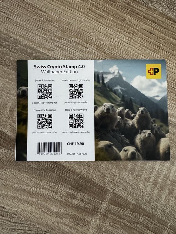 Tutti i francobolli: Swiss Crypto Stamp 4.0 Wallpaper Edition – Nuovo e nell'imballaggio originale da Suhr venduto da Dominick