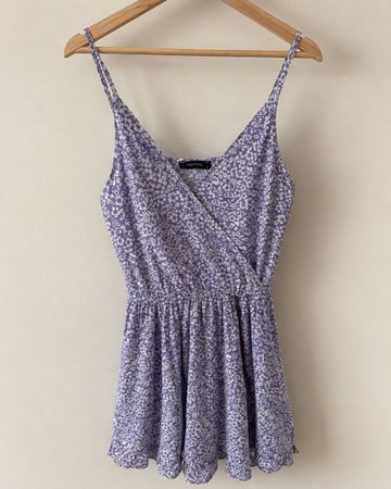 Damen Kleid Sommerkleid Blumenmuster lila Grösse S