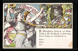 Litho Geburtstagsgruss an von Otto von B