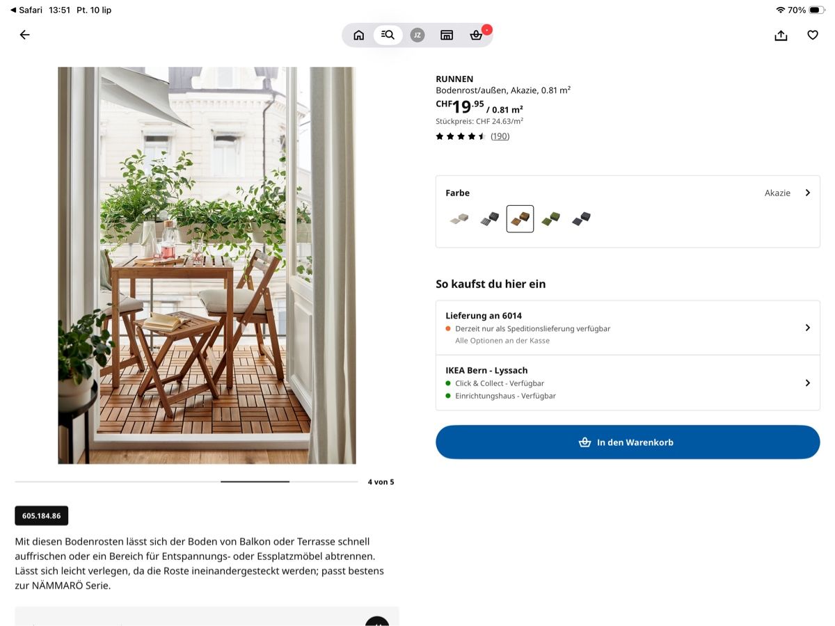 Revêtements de sol: Holzfliesen Balkon  – Neuf (Voir description) à Bern par AsiaZ 3