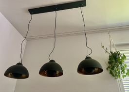 Hängelampen 3er Set Schwarz Matt mit Goldene Innenseite