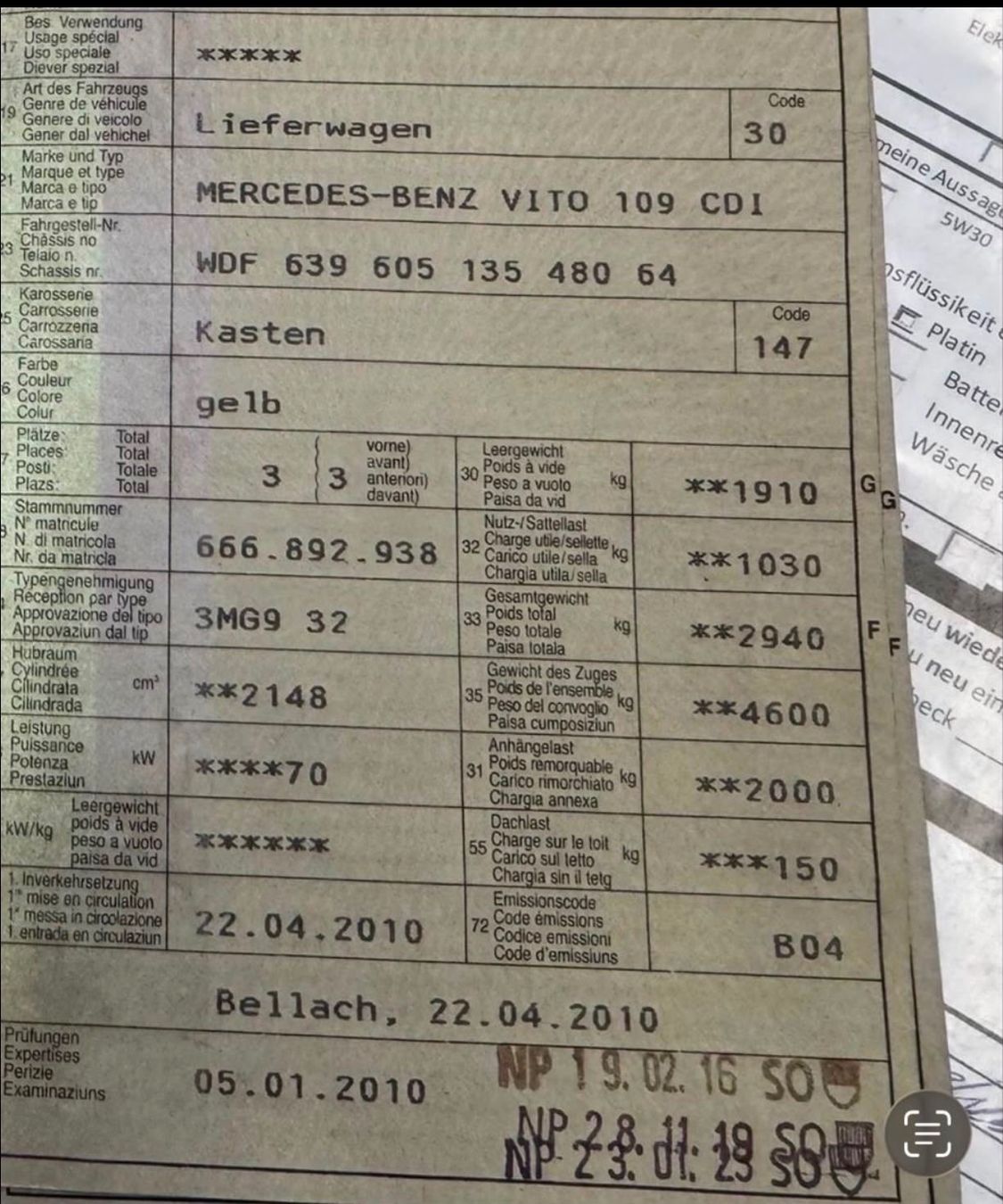 Mercedes-Benz Véhicules utilitaires: Mercedes Benz Vito 109 – D'occasion à Auw par boj_r57x 7