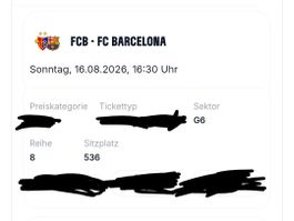 FCB - FC Barcelona Ticket Sektor G6 Reihe 8 Sitz 5