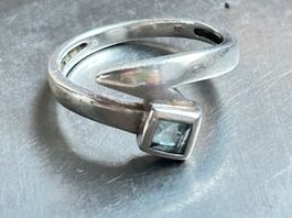 Silber Ring mit blauem Stein (Grösse 50)