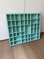 Setzkasten mit Fächern mintgrün aus Holz, restauriert