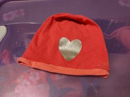 Warme, weiche Kindermütze, Grösse 47, pink, Herzmuster ❤️