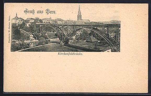 Cartoline postali: Bern, Gesamtansicht der Kirchenfeldbrüc – Usato da Berlin venduto da bartko-reher