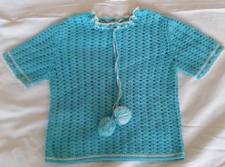 Kinder Pullover gehäkelt türkis, weitere handgestrickte...