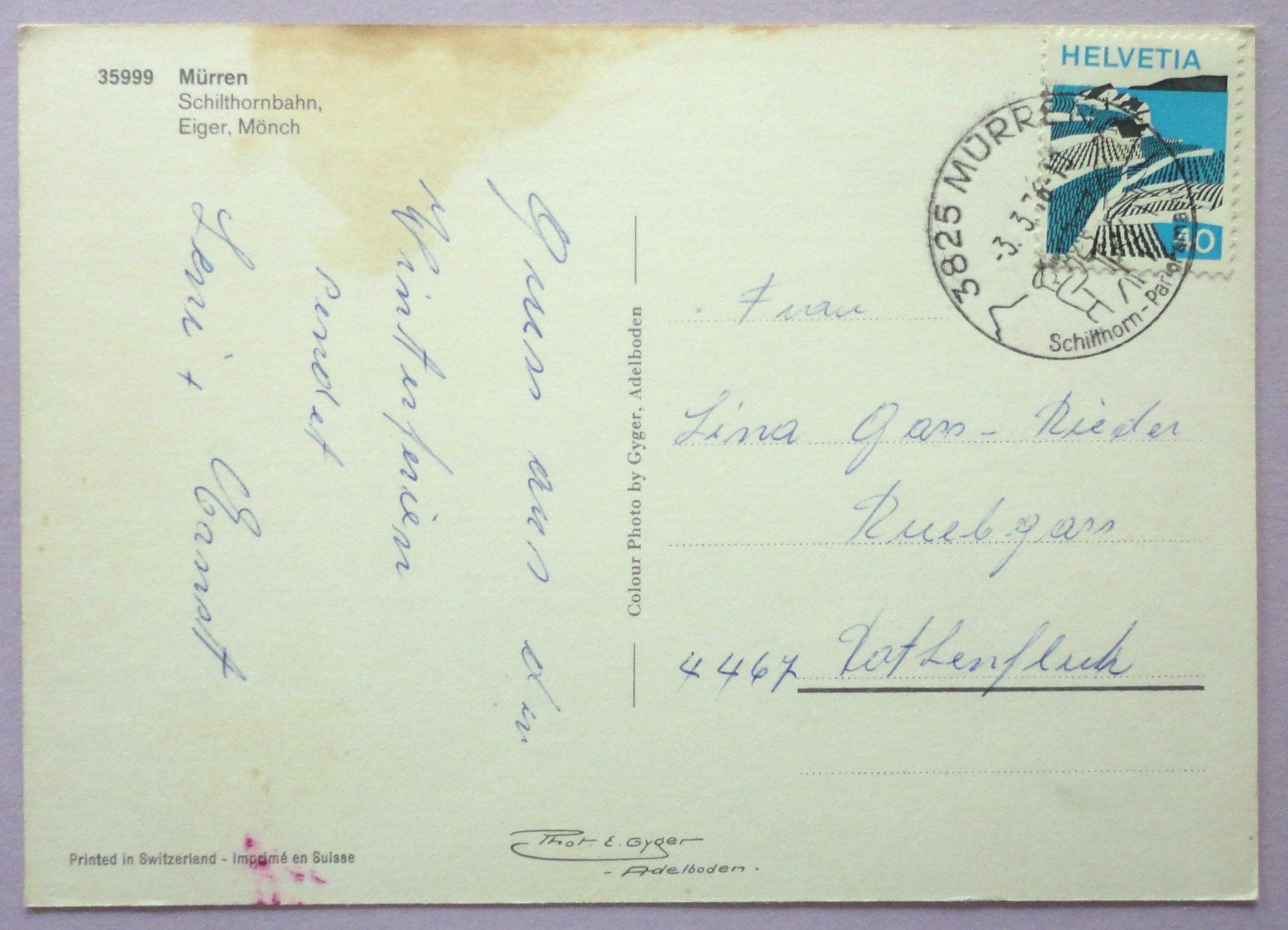 Cartoline postali: Mürren, Schilthornbahn – Difettoso da Fétigny venduto da Billy2miny 1