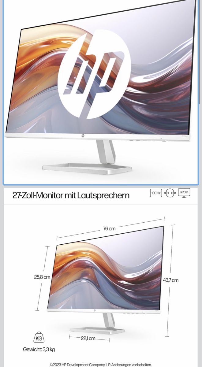 Hewlett Packard Monitor: Monitor von HP - 27 Zoll – Nuovo (secondo la descrizione) da Zürich venduto da k.ssu.s 3