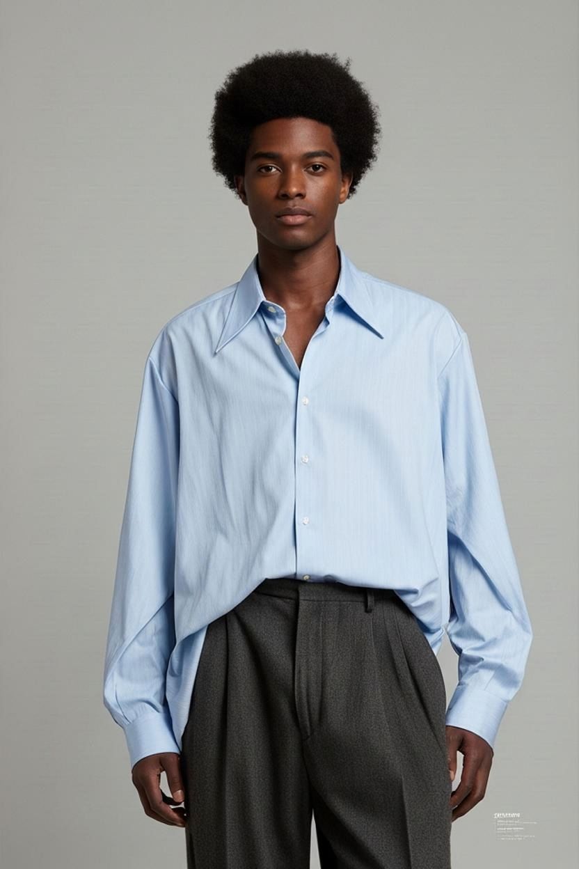 Camicie: Hellblaues Button-Down-Hemd mit breitem Kragen – Usato da Zug venduto da vinokilo