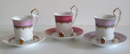 3 Teetassen Porzellan mit Unterteller, Japan, neuwertig