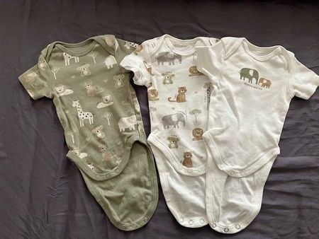 Lot de 3 bodies bébé motifs animaux, taille1 mois
