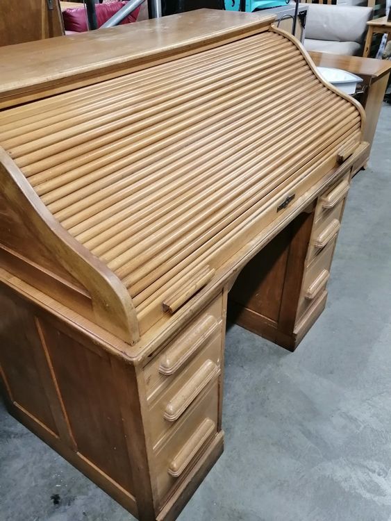 Secrétaire En Bois Massif Années 50 – Meuble Vintage Marron – Très Bon état