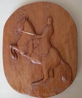 Reiter zu Pferd Figur Skulptur Holz Wandrelief Bild