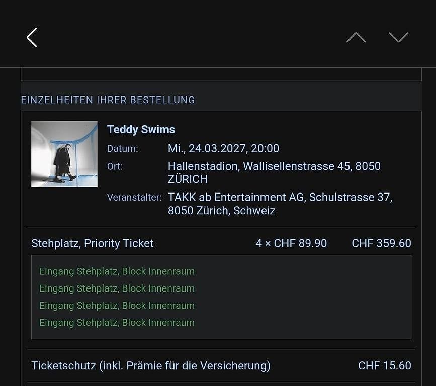 Tickets: Teddy Swims – Neu und originalverpackt aus Frauenfeld von Andmirraf