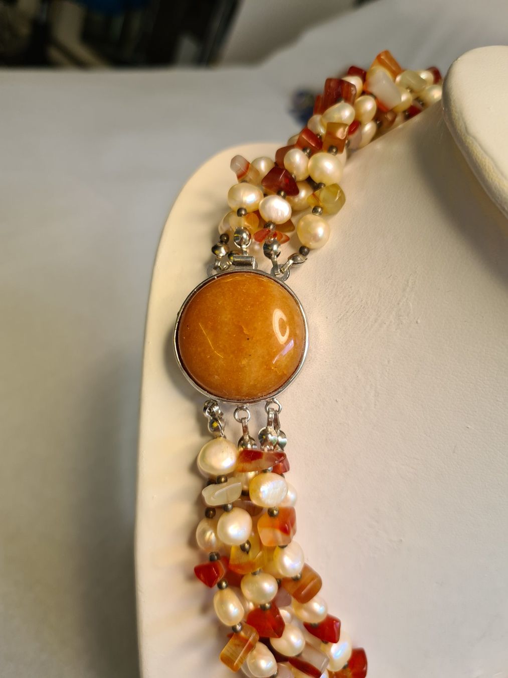 Catenine: Perlen Collier mit Stein und rotem Carnelian Grösse 52 cm – Nuovo (secondo la descrizione) da Zürich venduto da benedikt12 1