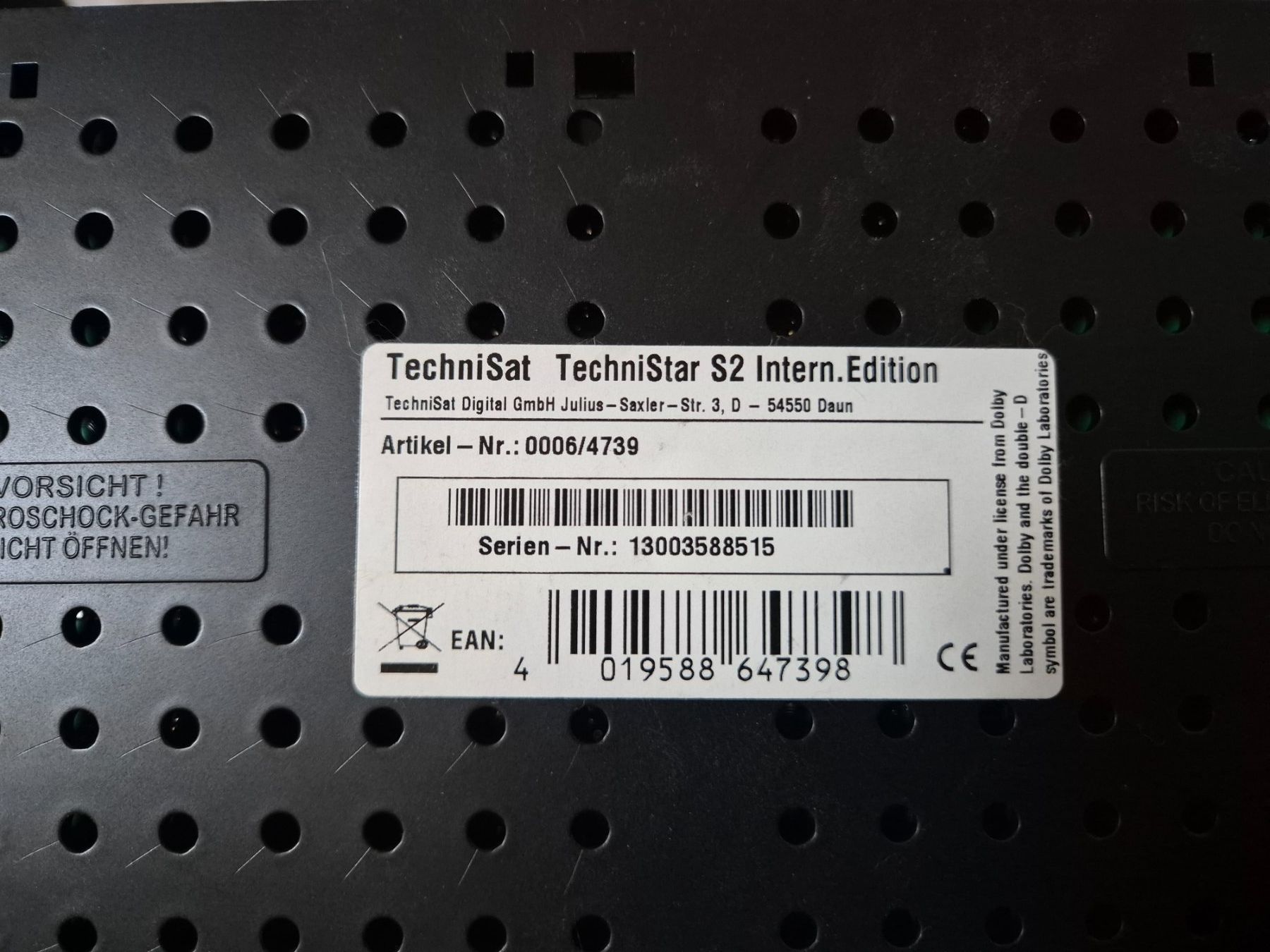 Technisat Ricevitori: Der TechniStar S2 Satelliten Receiver HD – Usato da Rain venduto da Tamadrum 1