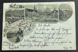 Gruss aus Schwyz Mondscheinlitho 