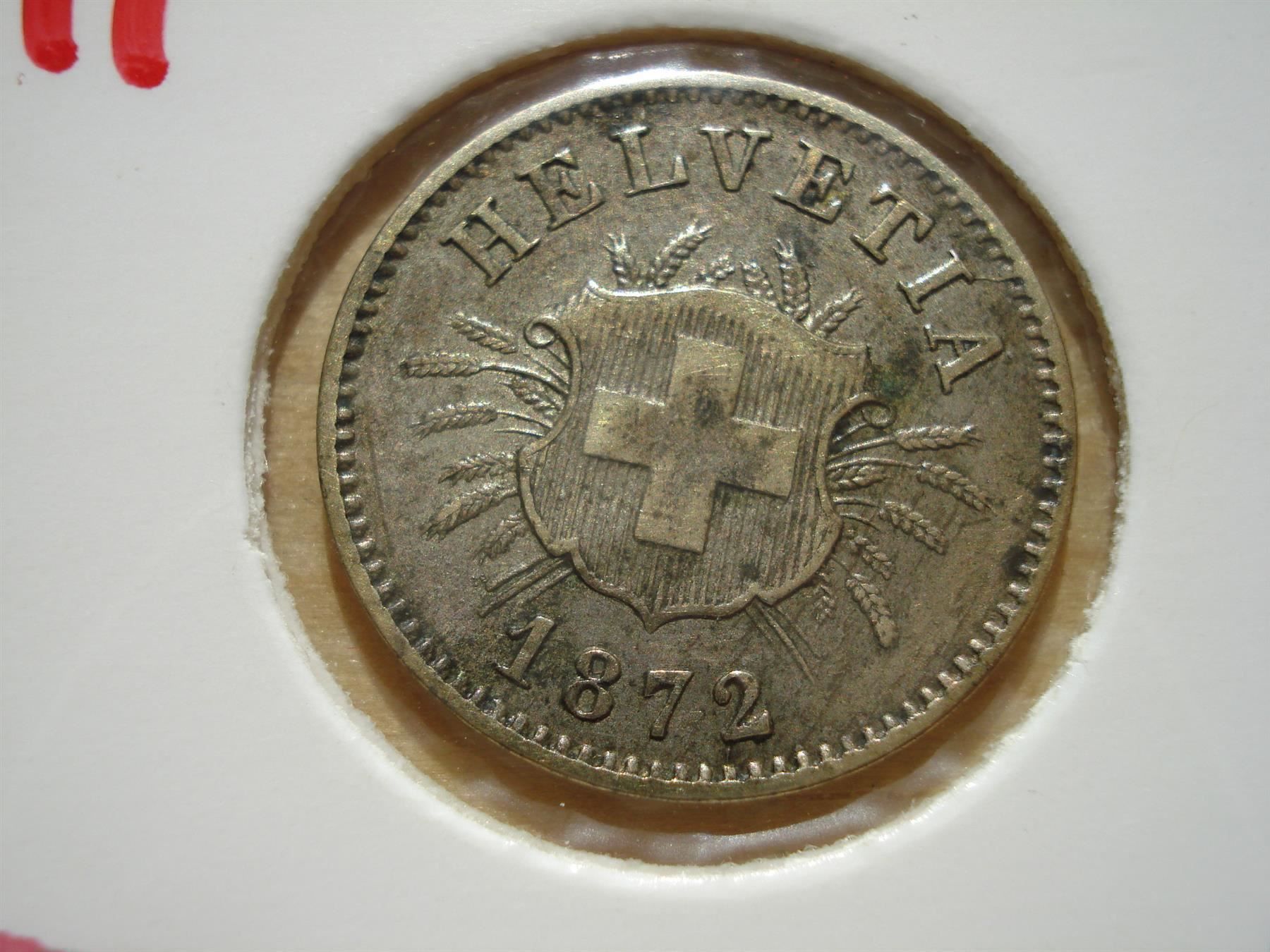 Alle Münzen: (191)  5 Rappen 1872 – Gebraucht aus Erlach von Net-Coins 1