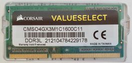 Corsair CMSO4GX3M1C1600C11 4GB DDR3L Laptop-Memory RAM