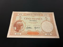 5 Francs 1926 Cino Francs New Caledonia Nouméa Indochine IV