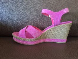 Sandales compensées Eram rose fuchsia point. 37 Neuves