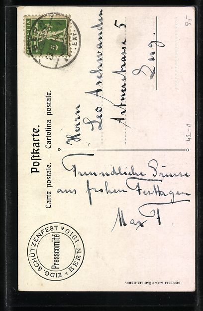 Cartoline postali: Bern, Eidgenössisches Schützenfest 191 – Usato da Berlin venduto da bartko-reher 1