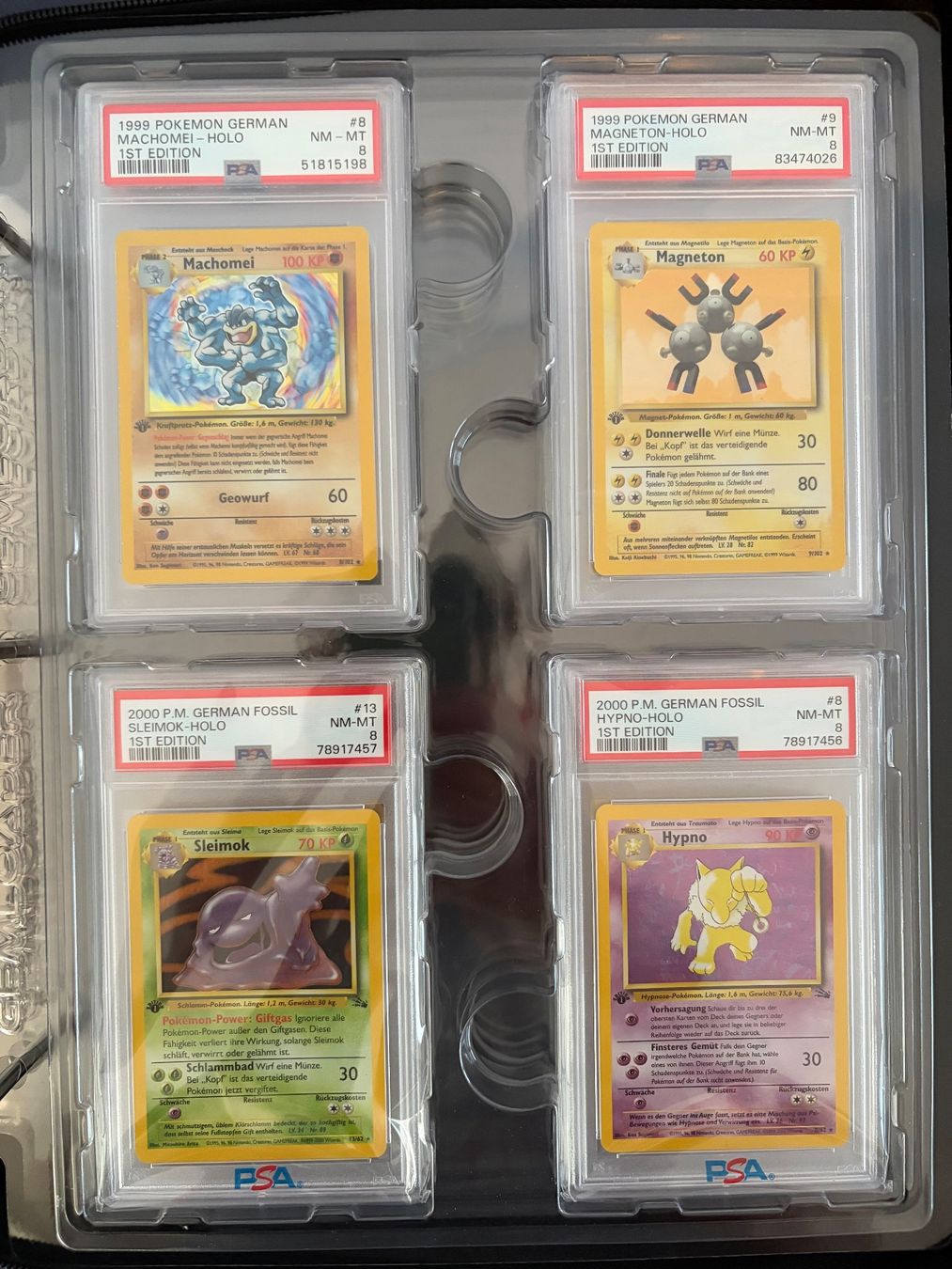 Pokémon Carte collezionabili: 4x Pokemon 1. Edition Deutsch PSA 8 Holo – Usato da Kesswil venduto da tim_t2rm