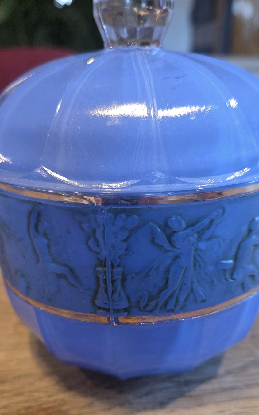 Zuccheriere: Art Déco Deckeldose Blau – Usato da Rehetobel venduto da hobirot01 1