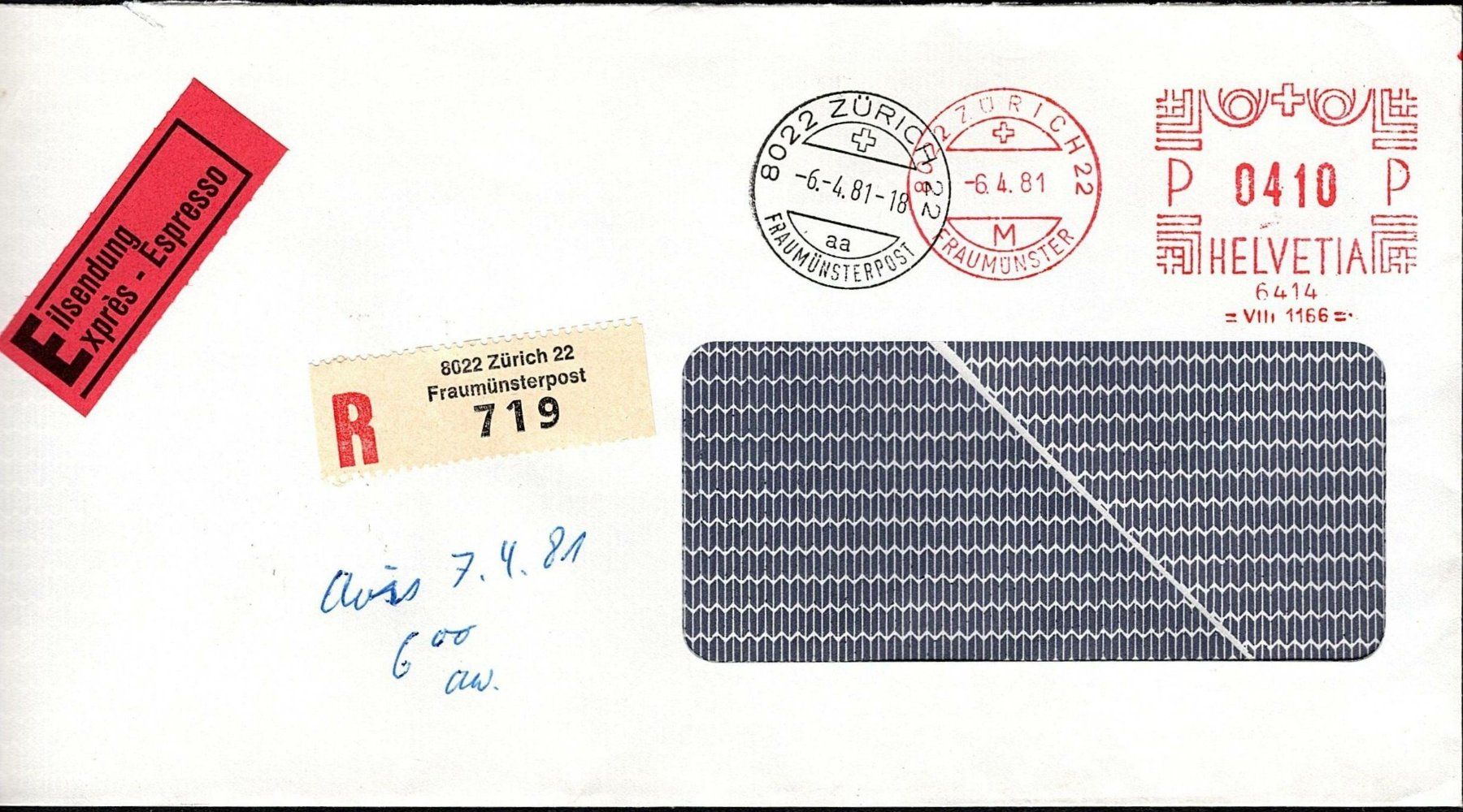 Tutti i francobolli: 1981_5 Couvert mit Firmen-Freistempel – Usato da Thun venduto da Nissan