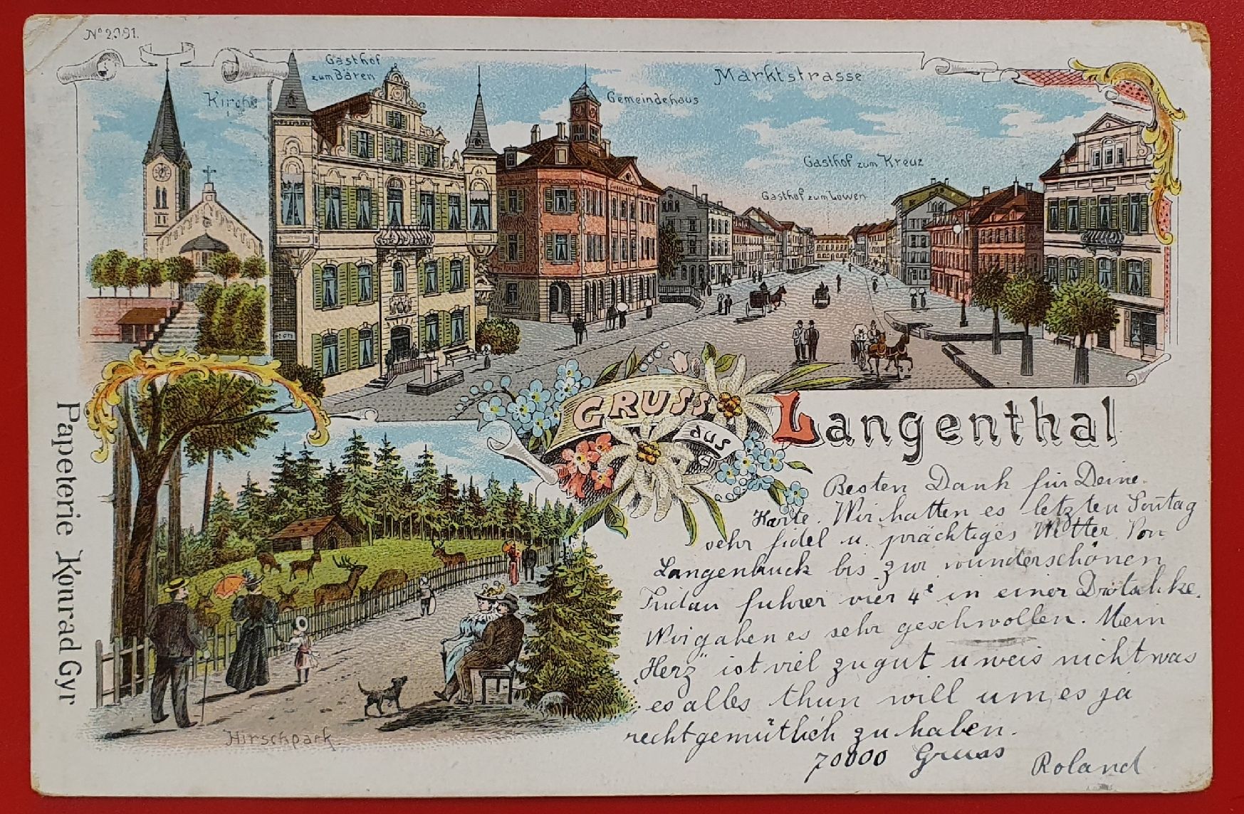 Cartoline postali: Gruss aus Langenthal – Usato da Kreuzlingen venduto da Rschweiz1