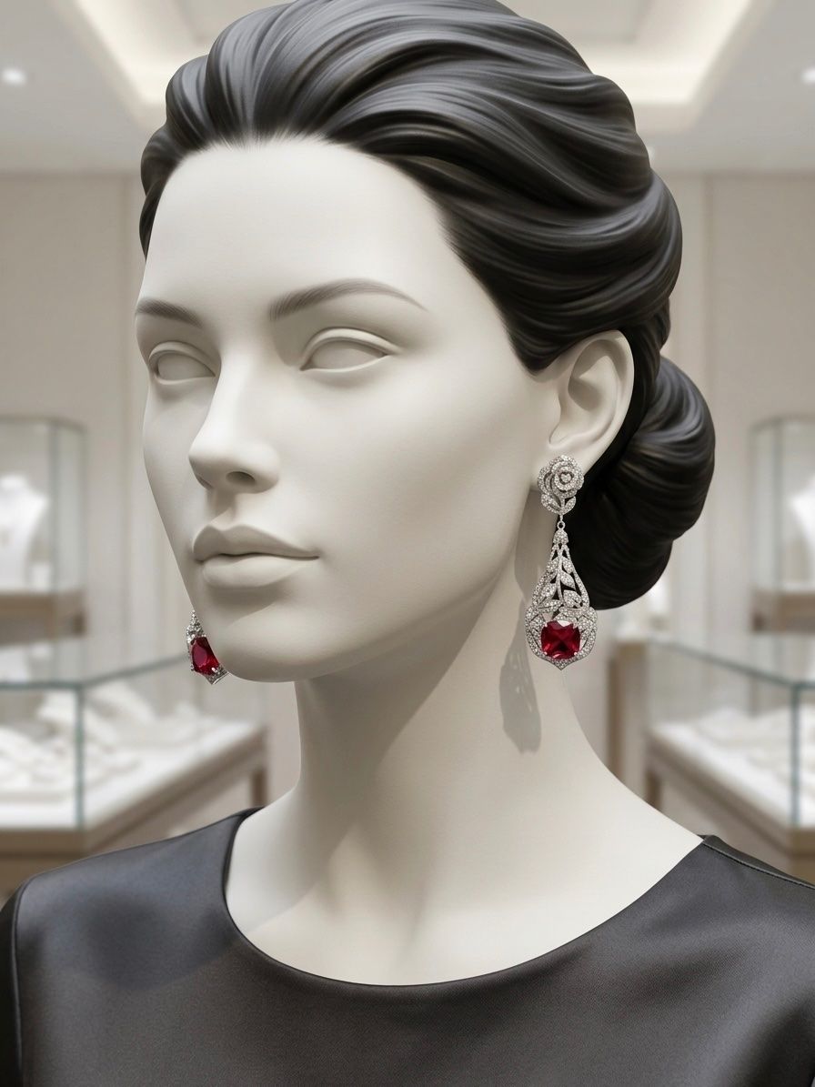 Ohrringe & -stecker: Boucles d'oreilles pendantes Rose rouge – Neu und originalverpackt aus St-Maurice von Sandrinette123 2
