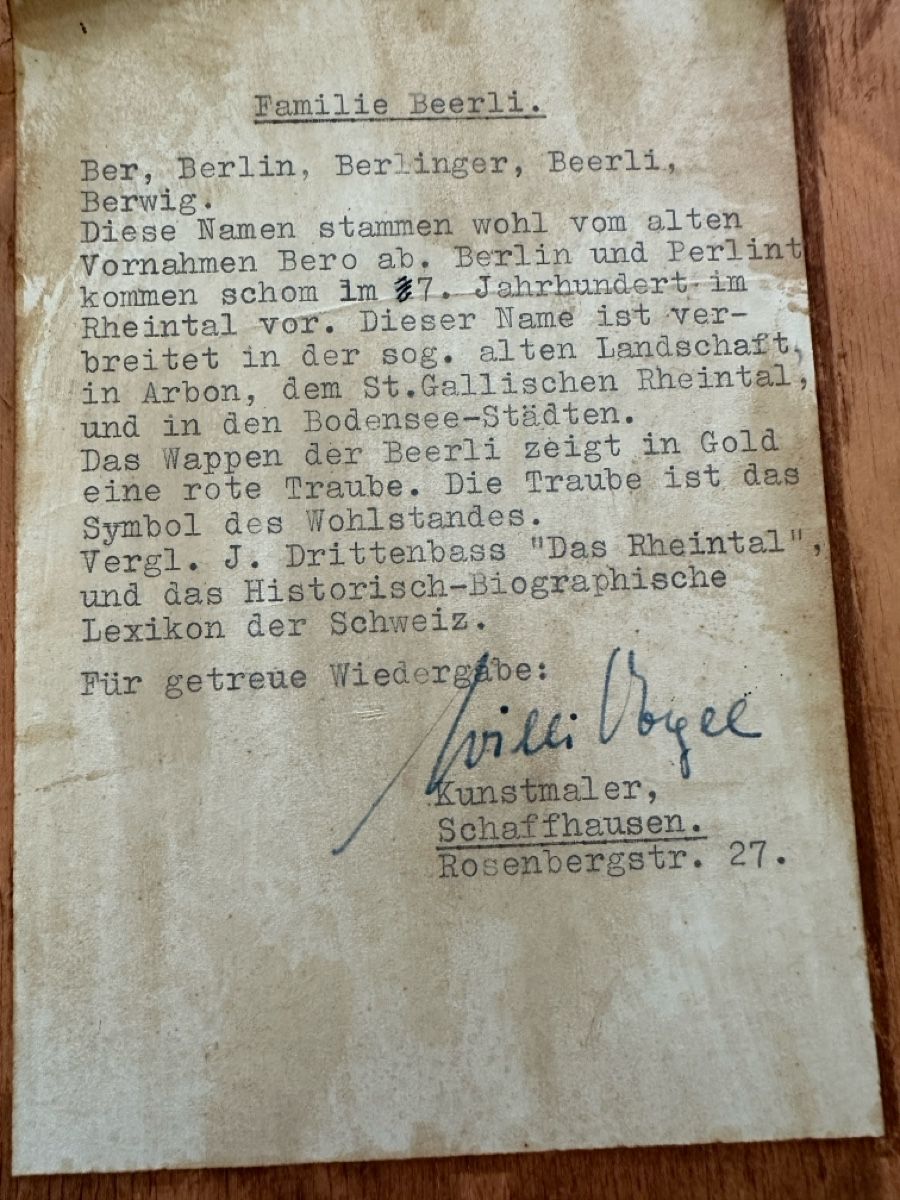 Foto & Immagini: Familienwappen Beerli – Usato da Nürensdorf venduto da Weima58 1