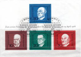 BOGEN GEDENKBLATT DR. KONRAD ADENAUER 1968 GESTEMPELT - KA93