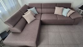 Ecksofa, Stoff Farbe braun-grau (Mokka)