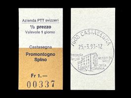 Castasegna Promontogno Spino Postauto Edmondsonsches Billett