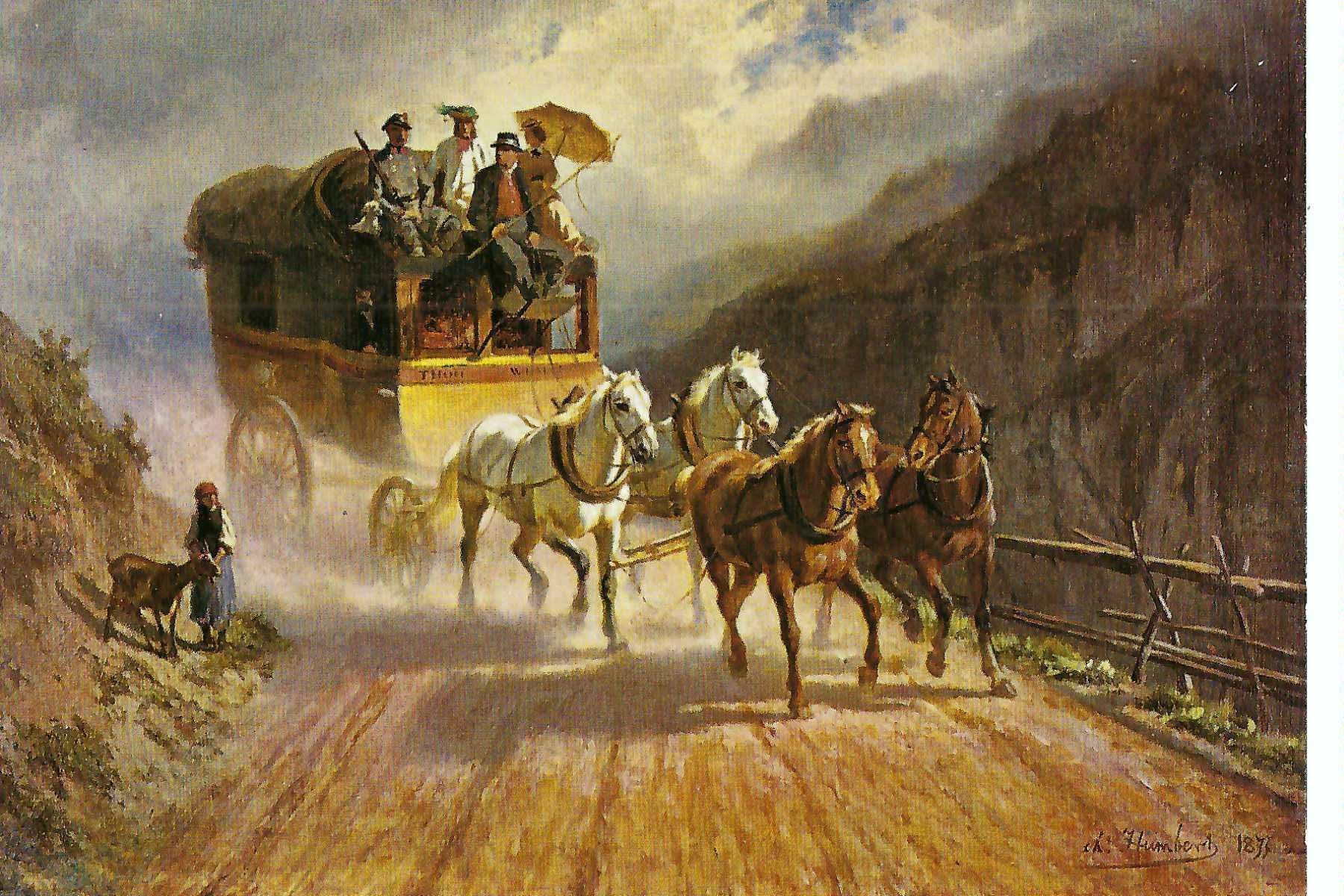 Cartoline postali: Simmental - Postkutsche, nach Bild v. Charles Humbert – Usato da Thun venduto da 44wart