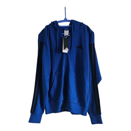 Adidas Herren Hoodie  blau mit Streifen Grösse M