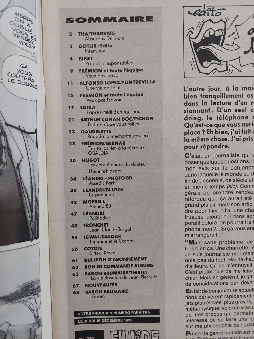 Fumetti: Fluide Glacial No 210 Déc. 1993 BE+ – Usato da Genève venduto da Blu_BD 2