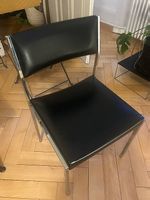 VINTAGE Schöner Chromstahlstuhl mit Lederbezug, gebraucht
