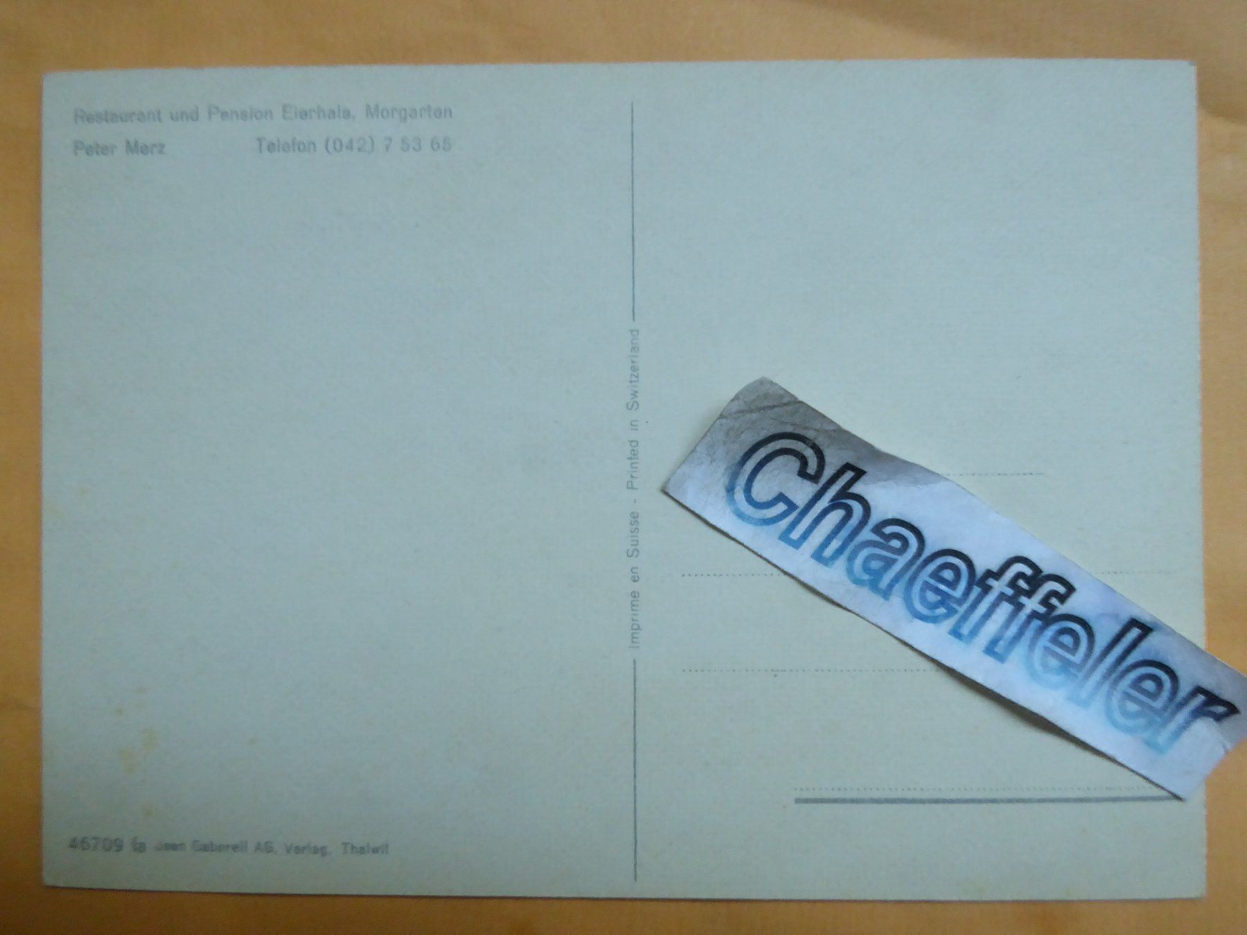Cartoline postali: Rest. und Pension Eierhals, Morgarten – Usato da Zürich venduto da Chaeffeler 1
