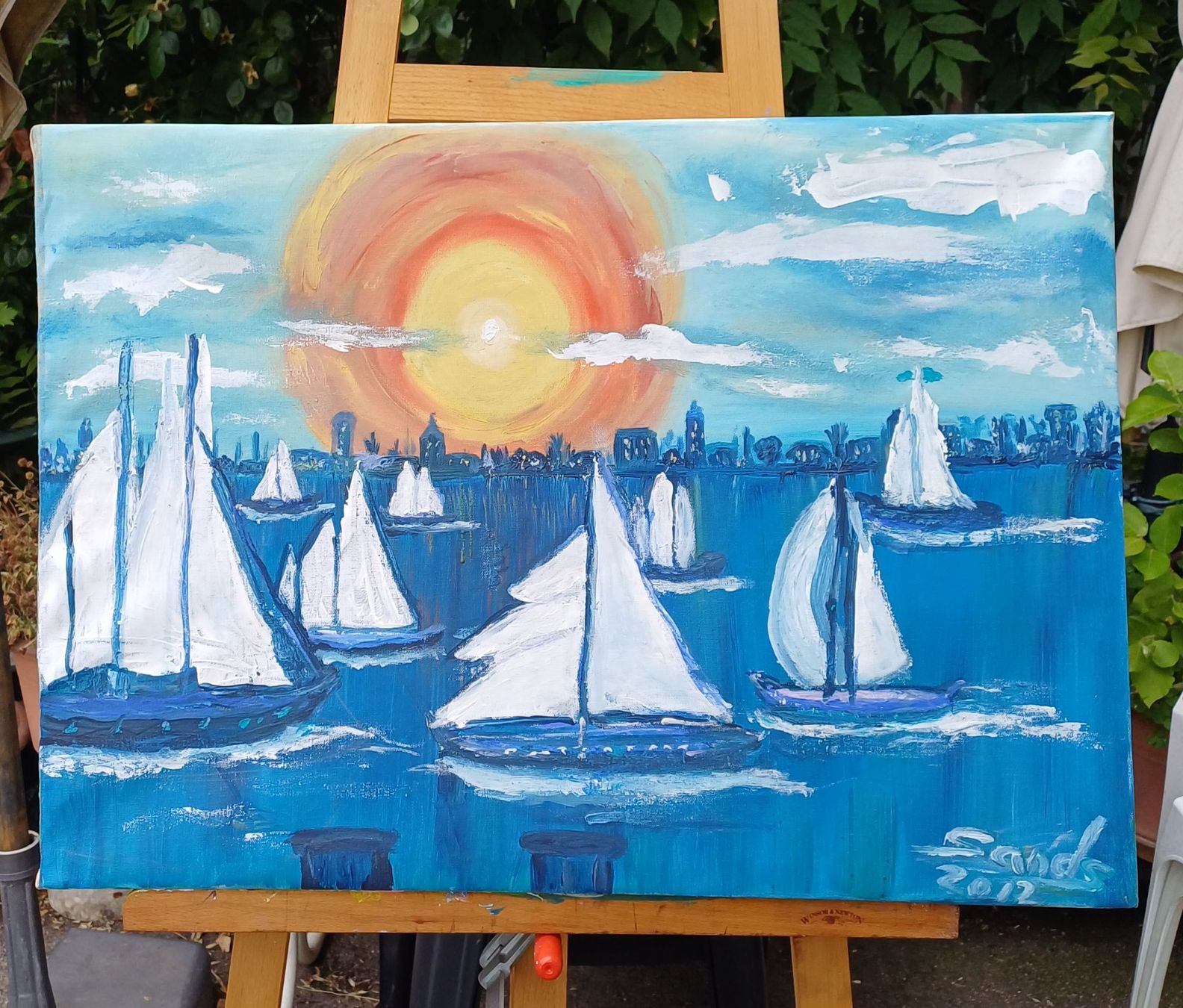 Gemälde: Schiffe Meer Schiffsregatta Regatta Ozean Segelschiffe Boote – Neu und originalverpackt aus Ebikon von Melbarb