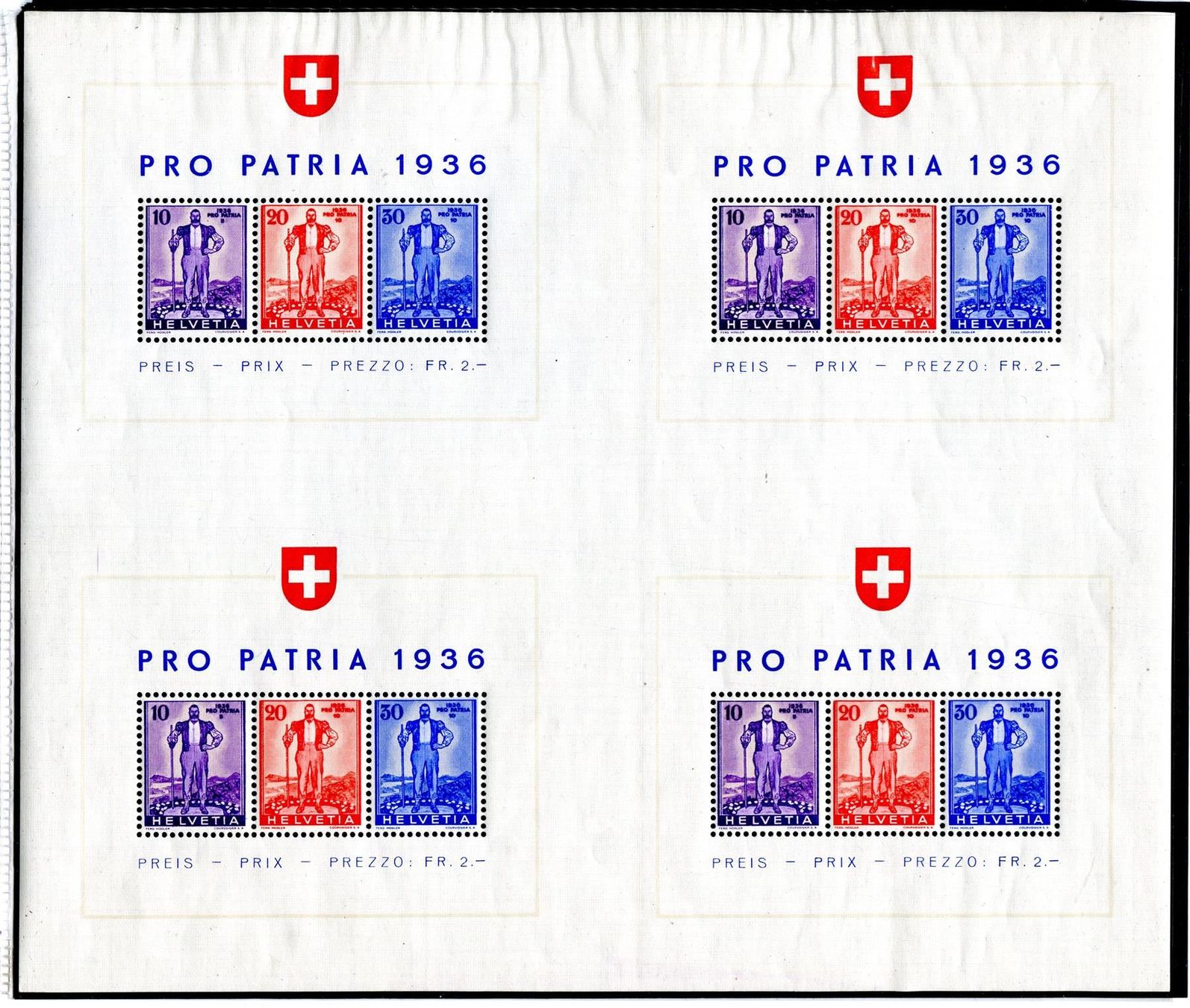 Tutti i francobolli: 1936 Patria Grossblock Nr. W 8a postfr. – Usato da Winterthur venduto da Kyoung
