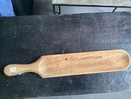 NEU Holzschale mit Griff "Genussmoment" 40cm
