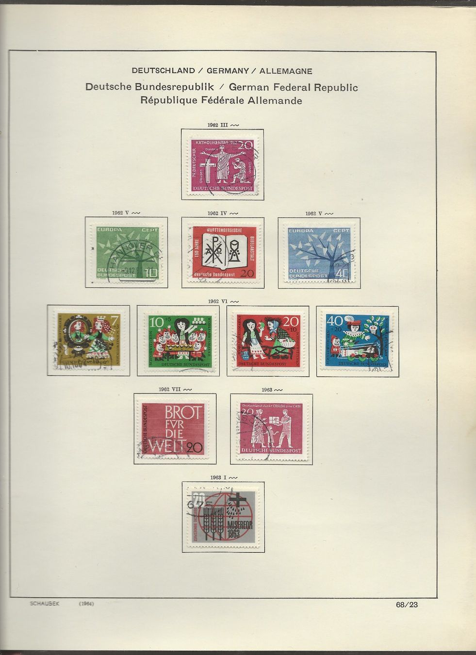 Tutti i francobolli: Marken Deutschland BRD 1962 bis 1965 – Usato da Au ZH venduto da xelagreb01 1